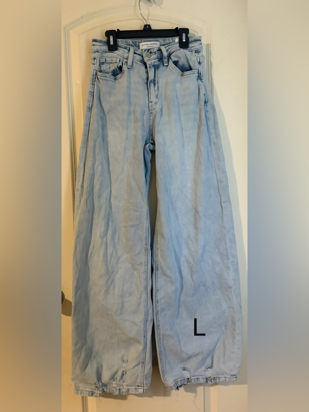 Flying Monkey icon cropped wide leg Light Wash jeans sz 25 casual Lagenlook Y2K
